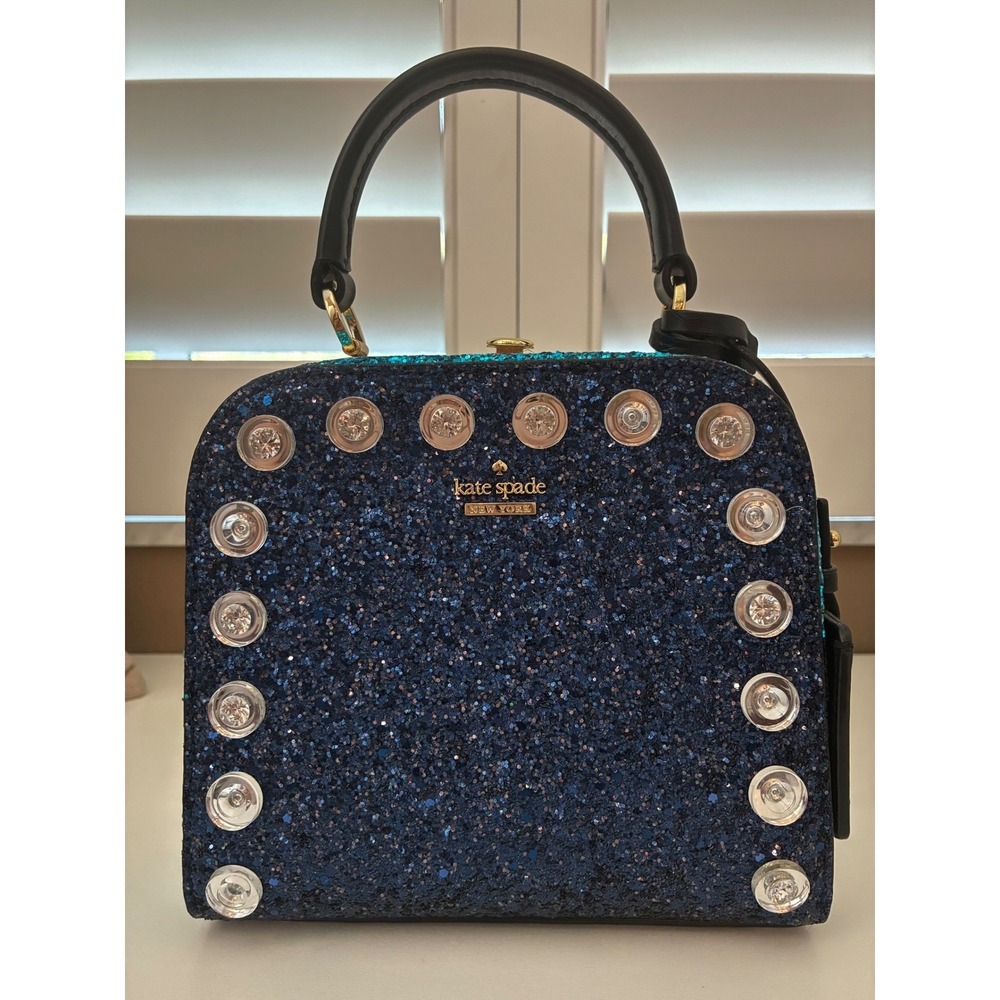 RARE Kate Spade Skyline Way Violina Glitter Satchel - Navy Blue  Crystal - NWOT